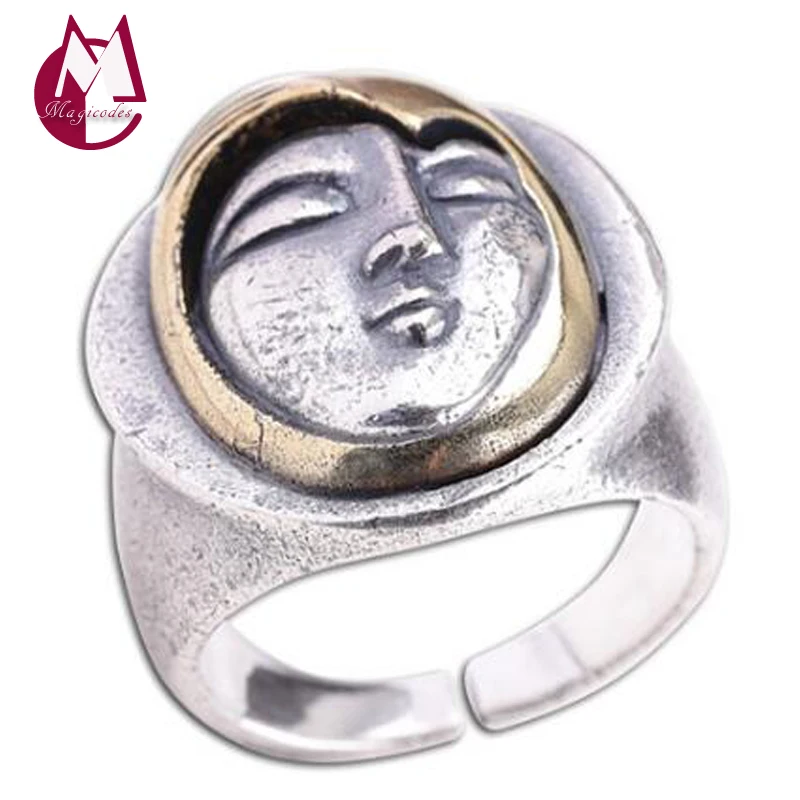

2019 Creative Portrait Smiling Girl Adjustable Ring 100% S990 sterling silver 925 Jewelry Men Women Ring wholesale lots bulk R22
