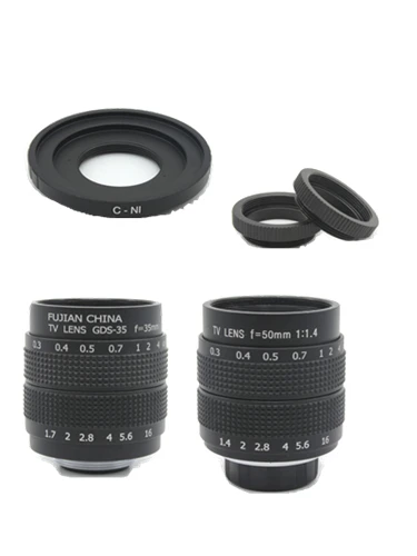 

2in1 Fujian CCTV Lens 35mm f1.7 Lens/ 50mm f1.4 Lens Mount Ring Kit Monitor lenses for Nikon 1 AW1 S2 J4 J3 J2 J1 V3 V2 V1