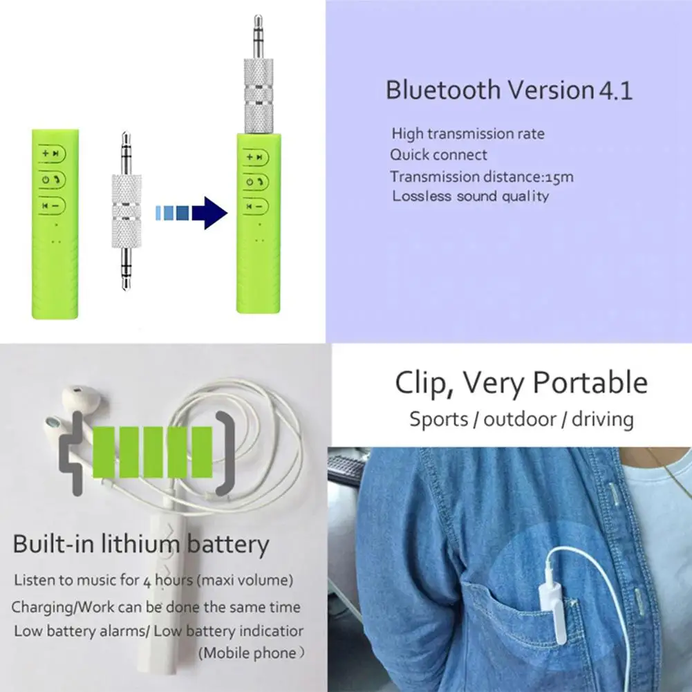 Мини Беспроводной Bluetooth 4,1 приемник Handfree 3,5 мм авто с разъемом подачи внешнего сигнала AUX адаптер для автомобильного стерео заглушка для телефона MP3 стерео музыка