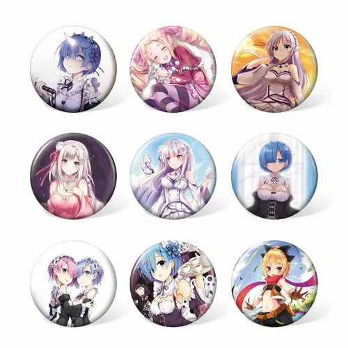 Брошь на булавке 9 шт./лот Re:zero Kara Hajimeru Isekai Seikatsu брошь Re Life In a другой мир от zero Ram Rem