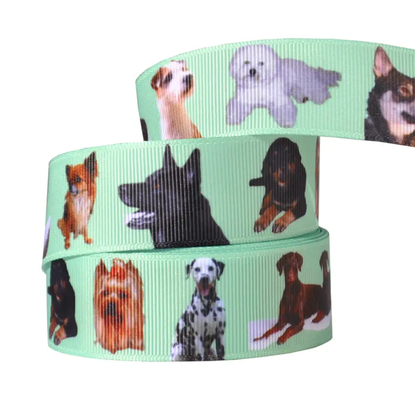 1 inch 25mm Printed Cartoon Grosgrain Ribbon 10yards Dog Bear Unicorn Animal Gift Decoration accessories