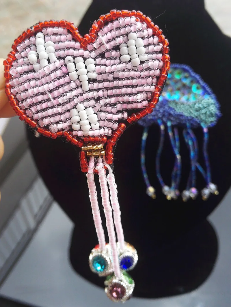 3D Handmade beaded color sequins heart tassel Jellyfish patch applique for DIY hat Coat Trousers Bag Brooch Broche | Дом и сад