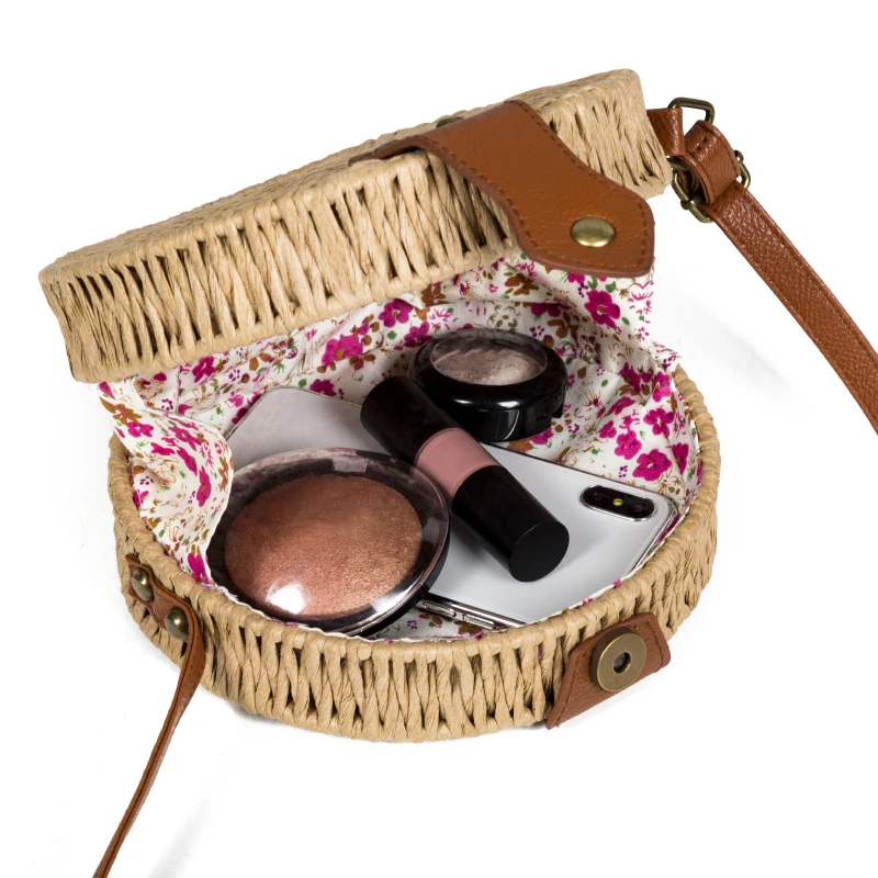 Соломенные сумки для женщин лето 2019 пляжные круглые на плечо богемные модные