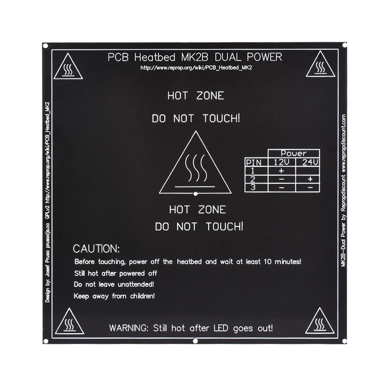 Reprap MK2B heatкровать 214*214*1,6 мм MK2B кровать с подогревом PCB светодиодный Термистор для 3D-принтера как MK2A Горячая кровать для 3D-принтера запчасти Mendel