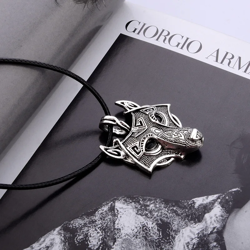 Ожерелье с подвеской в виде волка стиле панк античное серебряное ожерелье