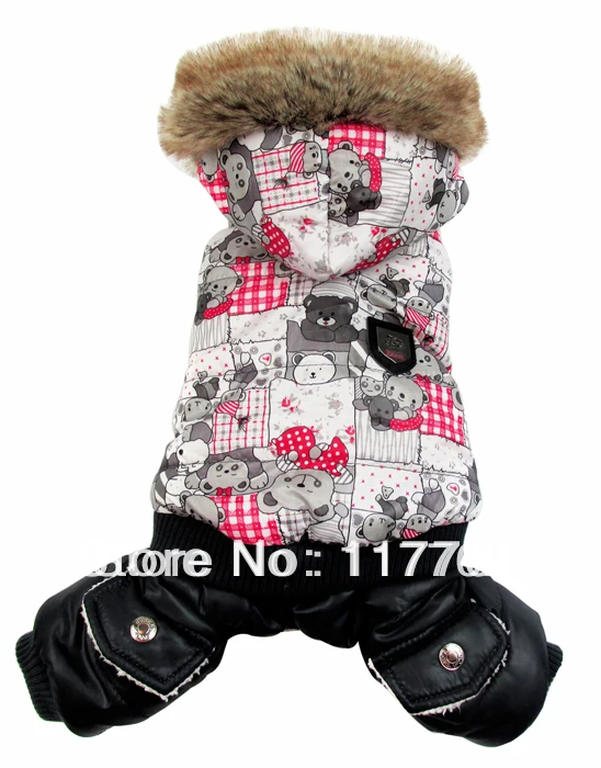 Новое поступление серая зимняя куртка для собаки с принтом медведя Бесплатная