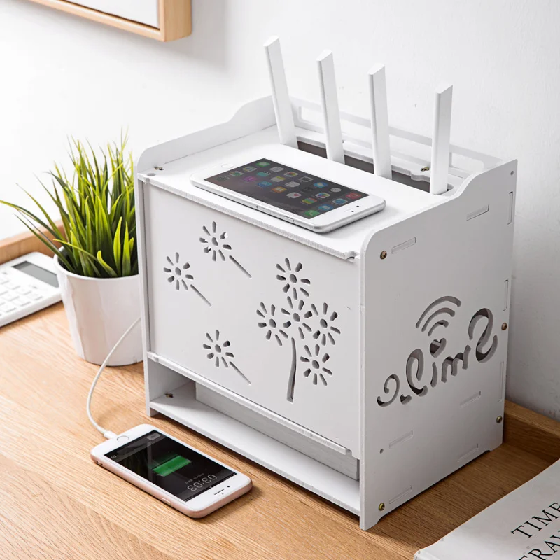 Wi Fi роутер коробка для хранения розетка провод Настольный набор топ отделка