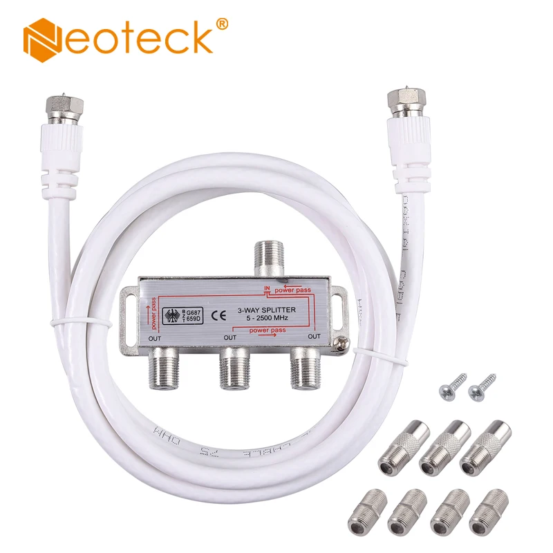 Neoteck 3 Way tv/CA ТВ широкополосный сплиттер 2500 МГц коаксиальный кабельный сплиттер двунаправленный MoCA 5-2500 МГц для домашнего ТВ оборудования