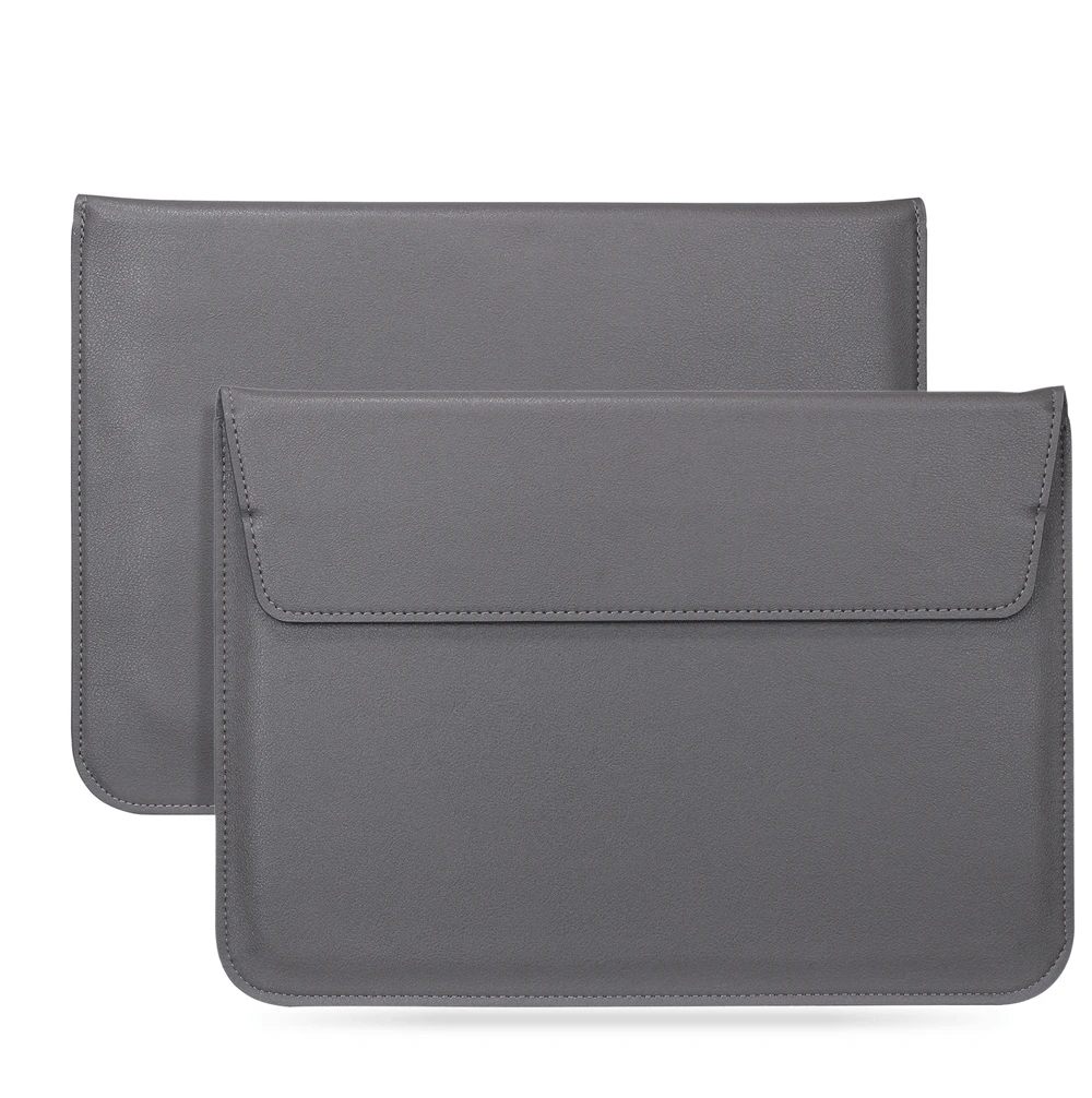Чехол-сумка из искусственной кожи для Macbook Air Pro retina 11 12 13 15, чехол для ноутбука Mac New Air 13 A1932 - Цвет: Серый