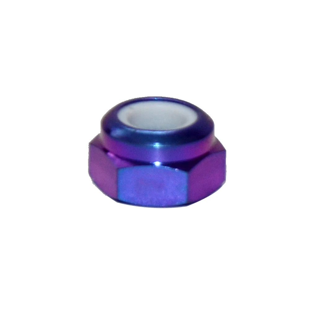 Royal purple DIN985 10 шт. M4 M5 M6 M8 M10 M12 титановый многоцветный нейлоновый замок шестигранные гайки винтовая крышка с фланцем гоночные спецификации для RC багги гонки - Цвет: Royal purple