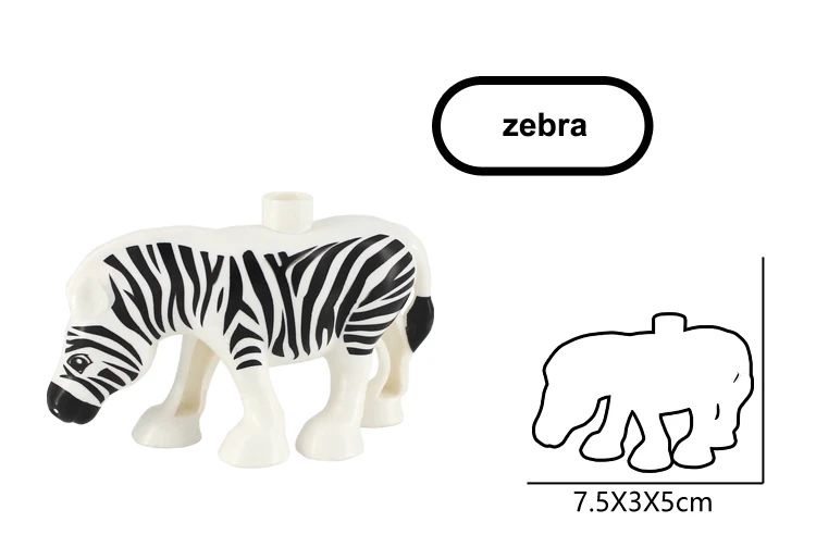 zebra Duplo животные дикие животные серии строительные блоки аксессуары Лев Леопард Тигр Медведь обезьяна Олень жираф Пингвин Зебра режим игрушки - Цвет: zebra