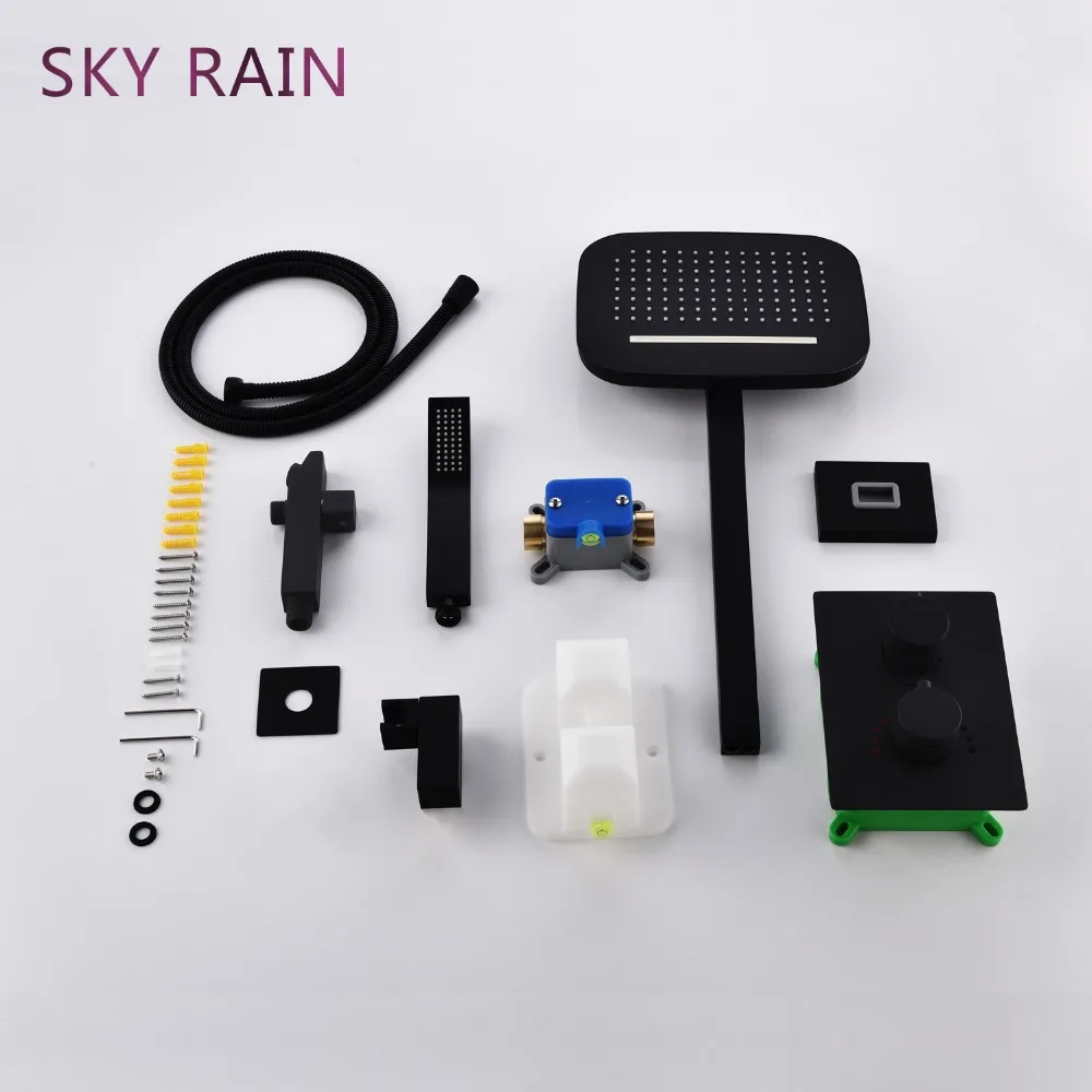 Матовые черные смесители для душа SKY RAIN настенный набор Душевая система