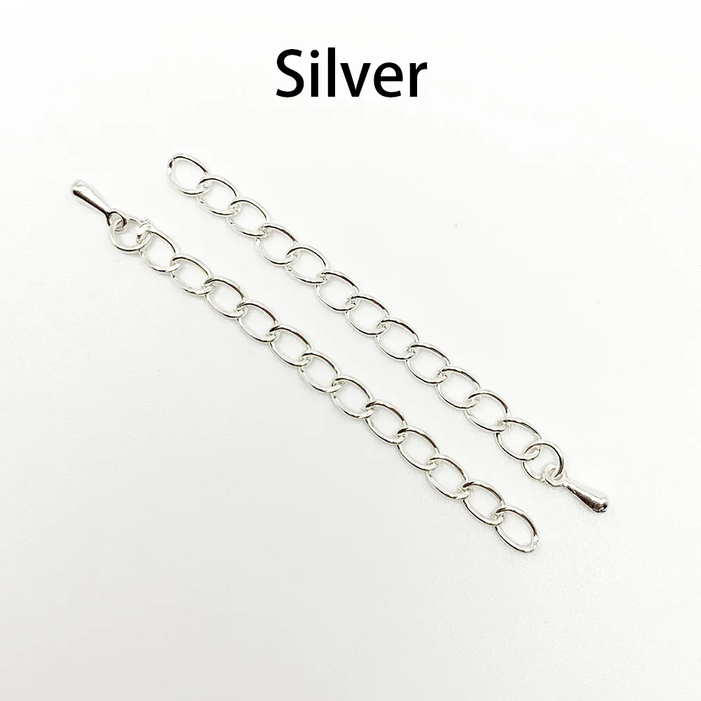 Silver 20 шт./лот, 50 мм, 70 мм, бусины в форме капли воды с расширенным удлинителем, хвостовая цепь, коннектор, принадлежности для изготовления ювелирных изделий DIY - Цвет: Silver