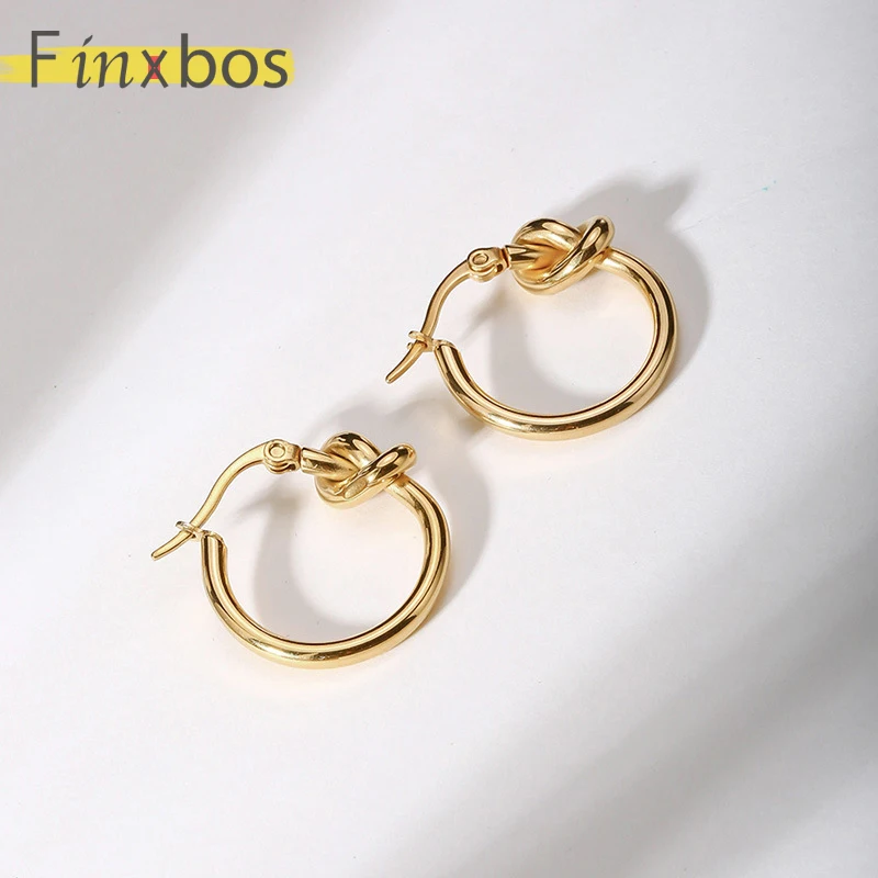 Простые круглые модные серьги Finxbos из нержавеющей стали в романтическом стиле
