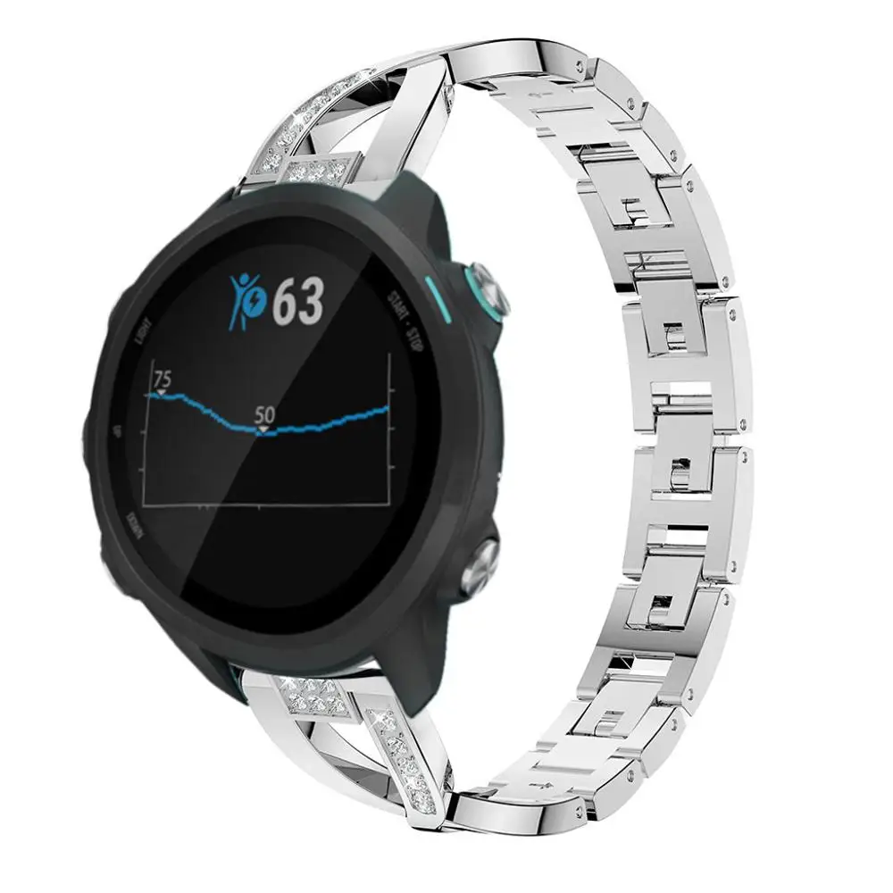 Сменный металлический ремешок для часов с кристаллами Garmin Forerunner 245 блокировочной