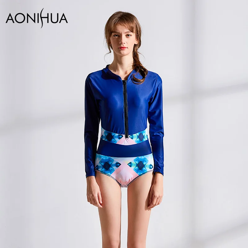 

AONIHUA Women Bikini High Neck Padded Swimwear Women Push Up One Piece Swimsuit Bodysuit For Female Swim Suit 9115
