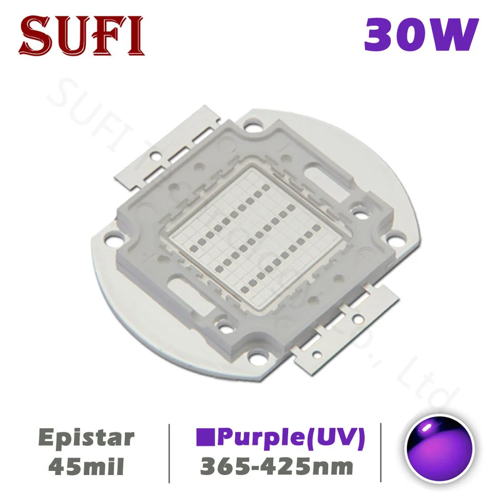 

High Power LED Chip COB Light Purple UV 30W 365nm 370nm 375nm 385nm 395nm 400nm 405nm 425nm Ultraviolet Light Bead Cure Lamp SMD