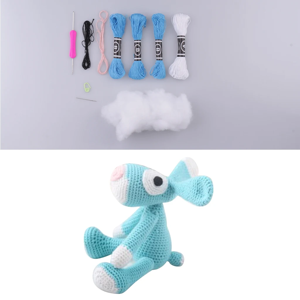 Животные Вязание амигуруми Набор DIY игрушка материал посылка синий собака