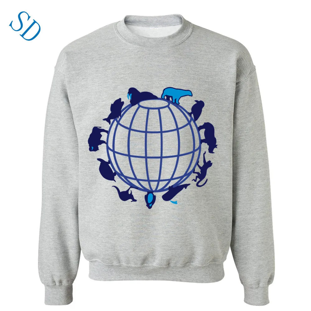 Интернет-Земля животные Пингвин козьей Для мужчин Толстовки 100% хлопок Мода зима