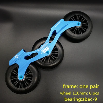 Скоростные коньки рама 3x110 с колесами подшипника ABEC-9 - Цвет: blue frame n wheel
