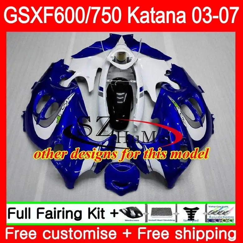 Корпус для SUZUKI глянцевая черная Катана GSX750F GSXF 750 600 34SH15 GSXF600 03 04 05 06 07 GSXF750 2003 2004 2005