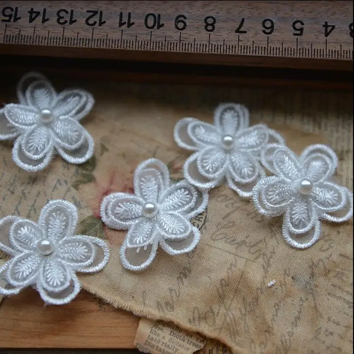 5 шт. Кружевная аппликация из органзы с жемчугом | Дом и сад