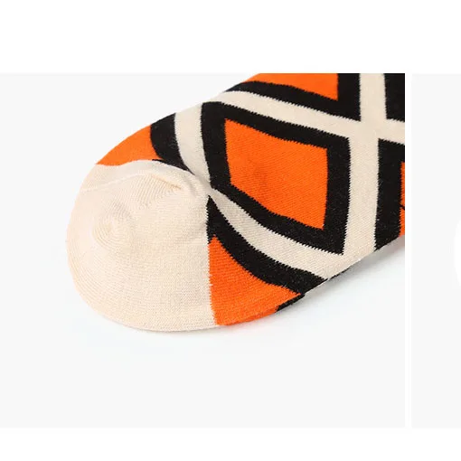 Новые мужские и женские хлопковые носки с геометрическим рисунком, крутые художественные носки, забавные носки