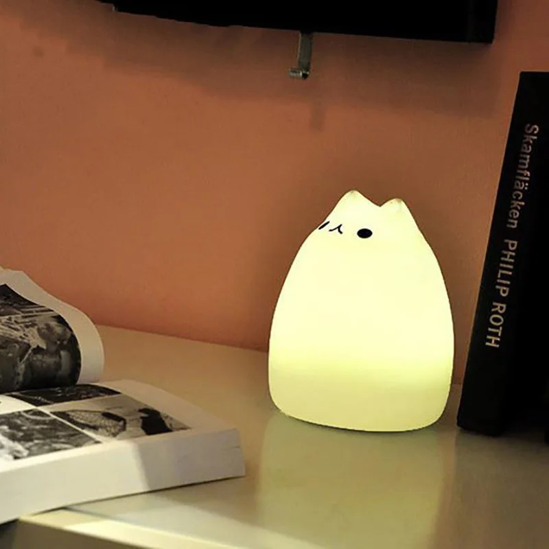 Светодиодный USB светильник для чтения книг в виде животных, мягкий силиконовый мультяшный детский цветной светильник в виде кота, Детский Светильник в виде животных, ночной Светильник