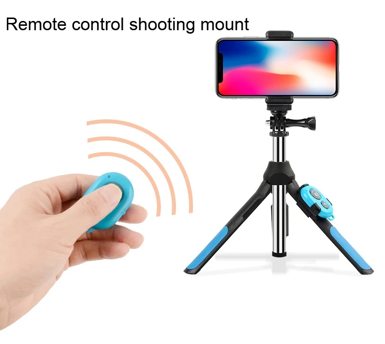 Складной штатив с тремя опорами и узлом с дистанционным управлением по Bluetooth Управление селфи-палка-монопод для GoPro HERO7/6/5 Session/5 4 Session/4/3+/3/2/1, Xiaoyi