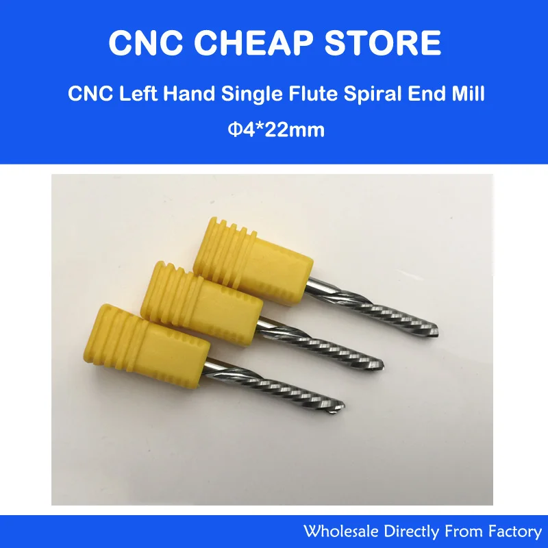3 шт. левосторонний резак спиральная Одиночная фреза с ЧПУ фрезы 4 мм * 22 мм|bits