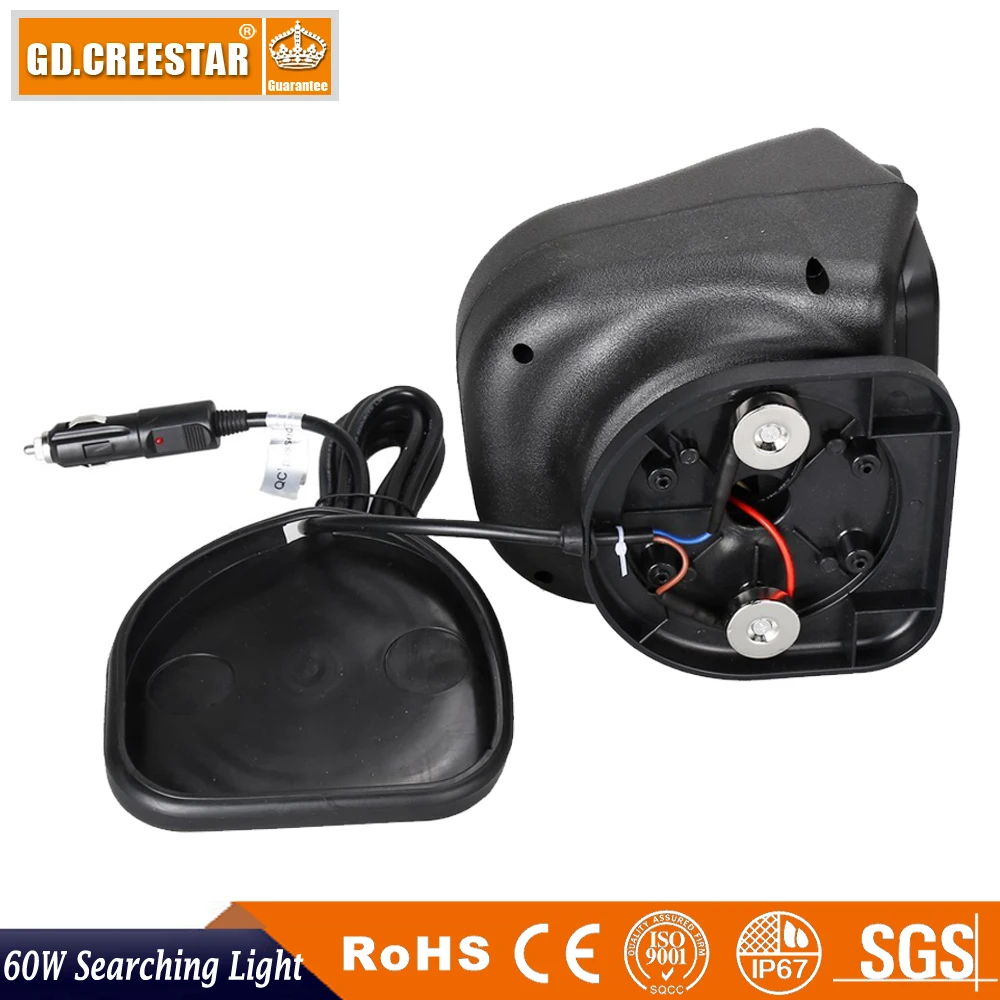 

60w 7 inch wireless remote control 360degrees rotation light led search light for off-road boat vehicle marine fishing x20pcs