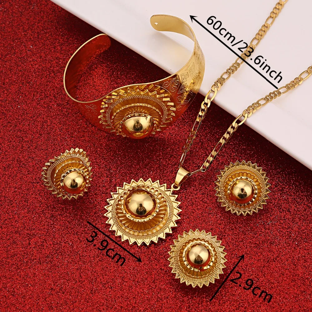 НОВЫЕ комплекты золотистого цвета с подвеской серьги браслет кольцо ювелирные