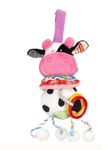 cute cow Многофункциональные игрушки для новорожденных погремушки, мобильные телефоны, мягкая коляска для новорожденного, коляска для автомобиля, кровать, погремушки, Мультяшные животные, плюшевые игрушки - Цвет: cute cow