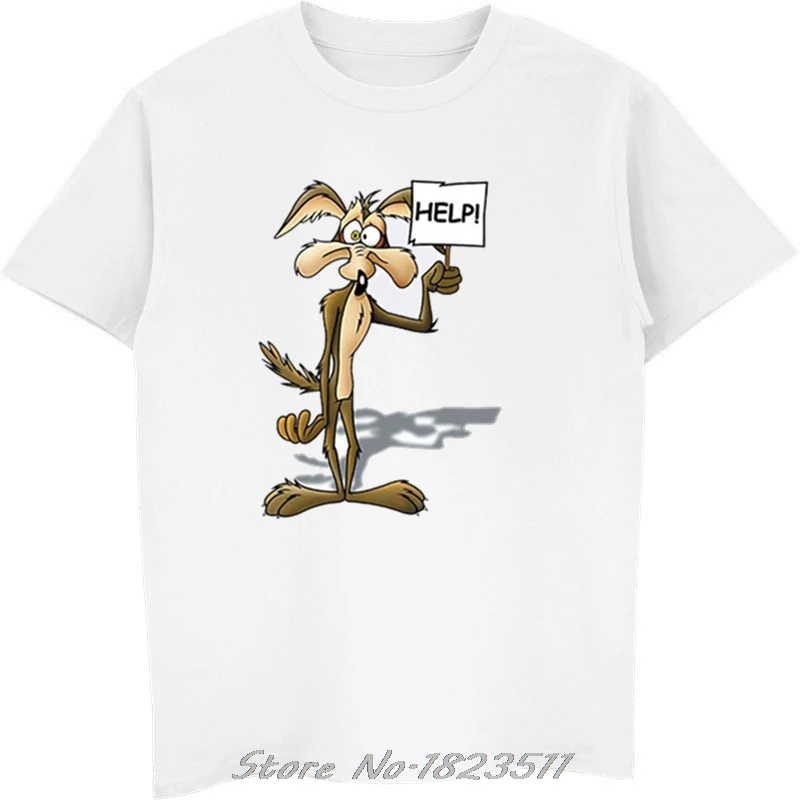 

New Wiley Coyote T Shirt Men Looney Tunes Road Runner Cartoon Movie Tshirt Funny Men's Casual Tops Mens Clothing