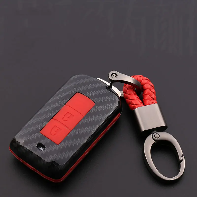 

Чехол для ключей из углеродного волокна, 2 3 кнопки для Mitsubishi, аксессуары, автомобильный чехол для ключей, автомобильный Стайлинг