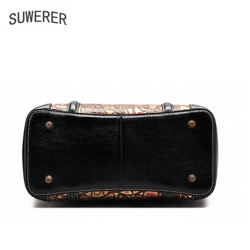 

SUWERER Genuine Leather women bags for women new luxury handbags women bags designer Chinese style quality handmade art bags