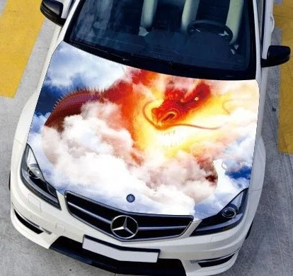 120*150 см автомобиля капот двигателя Стикеры дракон и облако голова манекена для