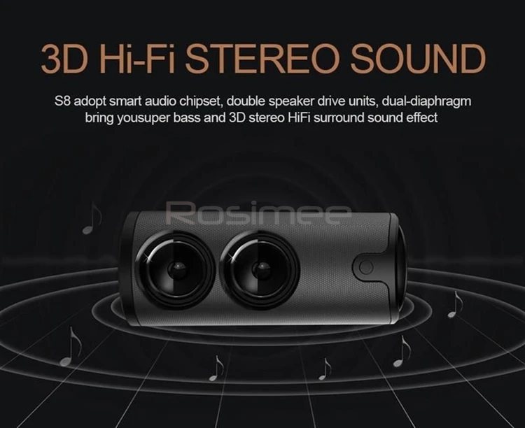 ZEALOT S8 HiFi беспроводной Bluetooth динамик Колонка сенсорное управление 3D объемный стерео сабвуфер Поддержка TF карты AUX 3 цвета