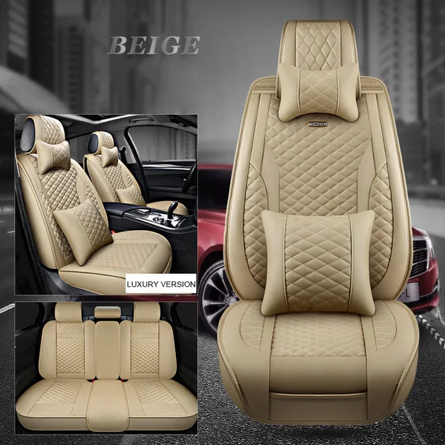 Beige with Pillows Универсальное автокресло кожаный чехол для Renault megane 2 джип Ренегат Гольф 4 passat b5 поло honda civic авто аксессуары stylin - Название цвета: Beige with Pillows