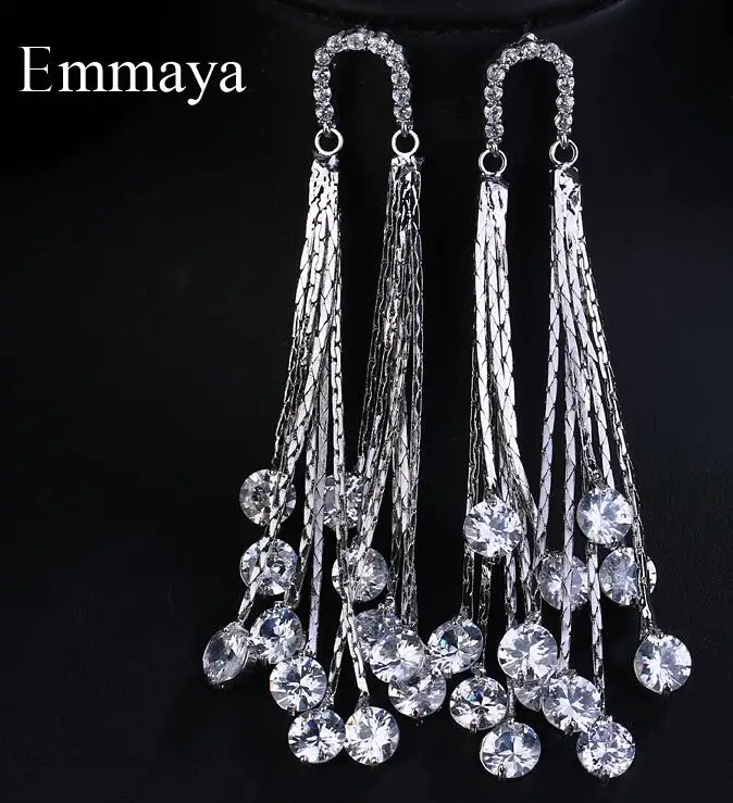 white gold Emmaya бренд элегантность Ленточки AAA кубический циркон белого золота Цвет оригинальность серьги для Для женщин украшения на день рождения, свадьбу подарок - Окраска металла: white gold