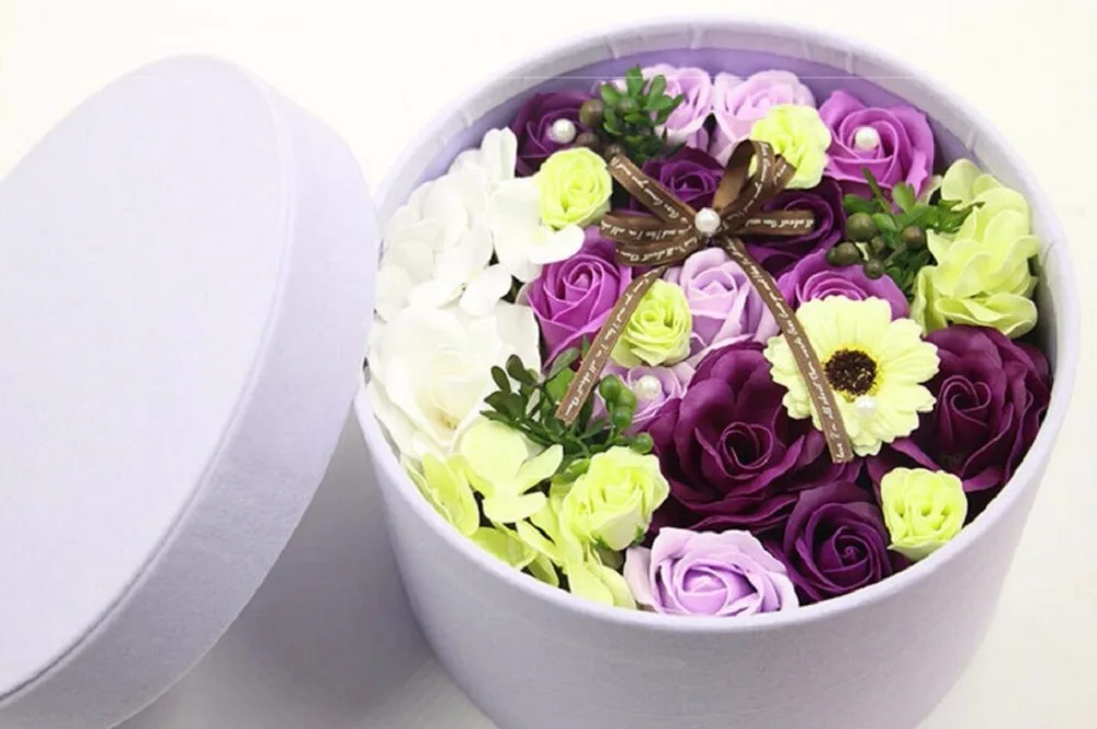 Мыло РОЗА Подсолнух цветок с лентой подарочная коробка для свадьбы Валентина