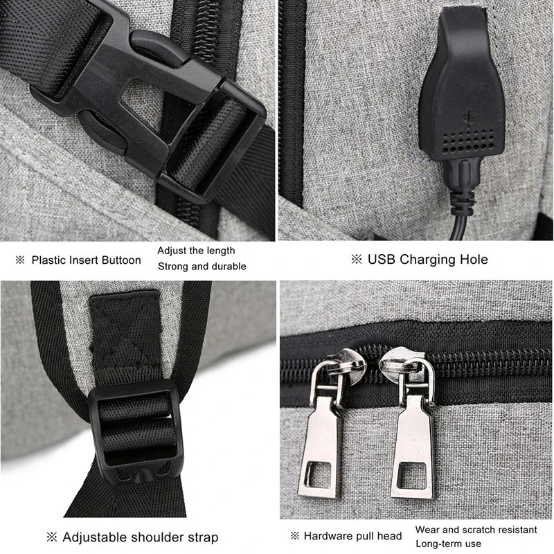 Рюкзак унисекс для ноутбука с USB зарядкой школьный ранец взрослых Студенческая