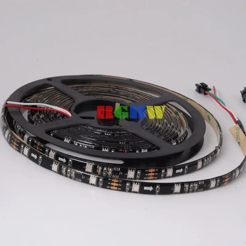 5 ~ 100 м DC12V WS2811 30 светодиодов/м 5050 RGB SMD 150 светодиодов черный белый цвет адресуемые