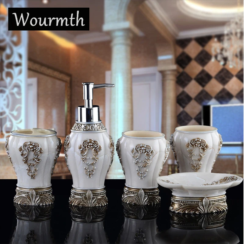 Wourmth 5 шт. набор для ванной из полимера принадлежностей мыльница держатель зубной