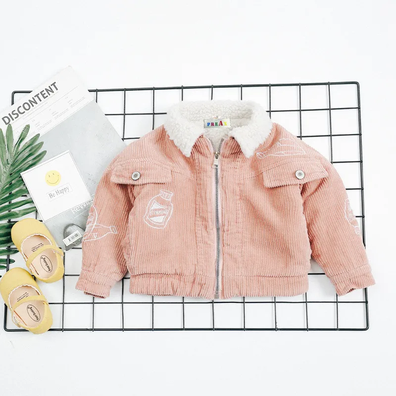 Детские пальто 2018 новая детская одежда утепленные вельветовые куртки из овечьей
