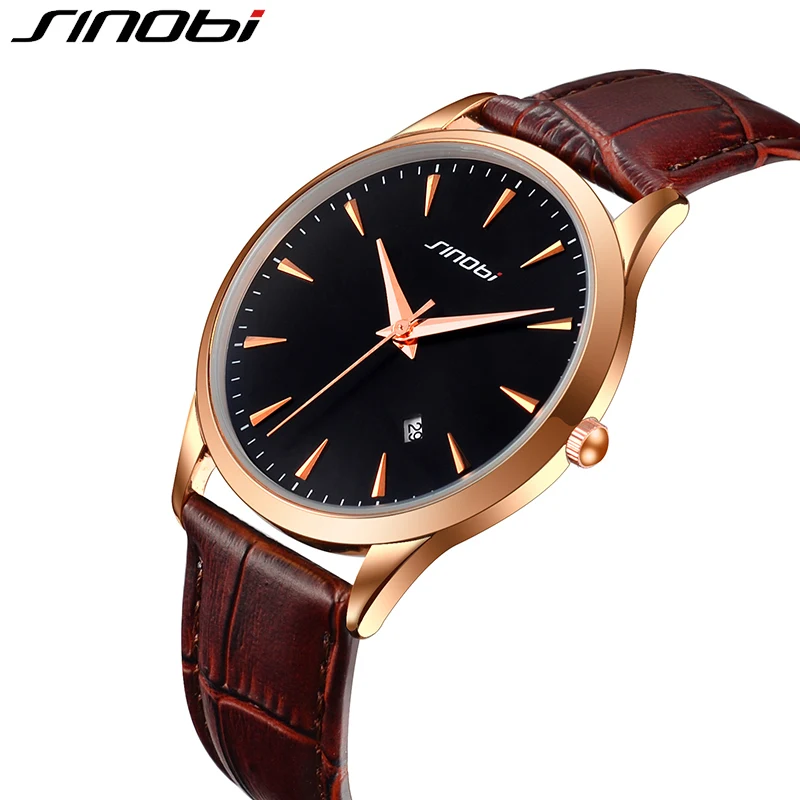 SINOBI Мужские s часы лучший бренд класса люкс ультра тонкий календарь дисплей