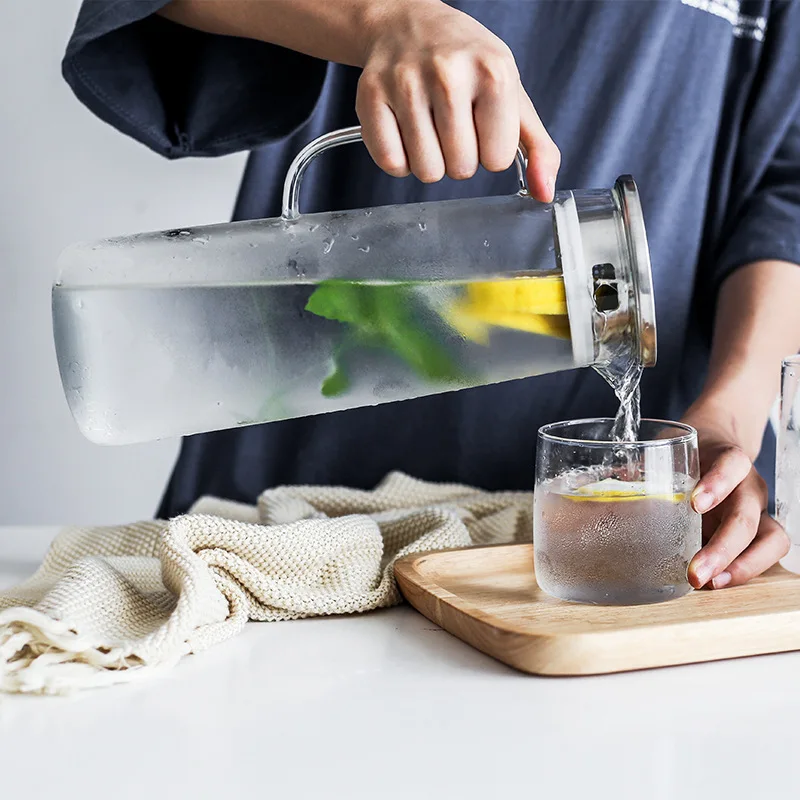 Большая емкость стеклянная бутылка для холодной воды с крышкой фруктовый цветок