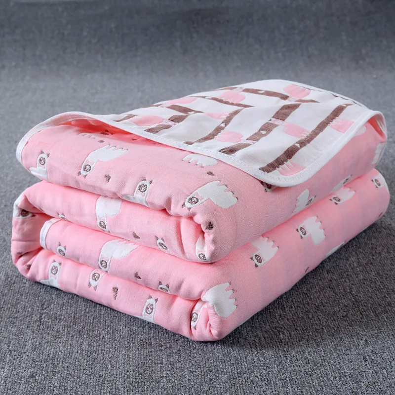 SHEEP PINK Муслиновые одеяла для детей, 6 слоев, марля, хлопок, мягкое одеяло, для новорожденных, Пеленальное полотенце, детское банное полотенце, 110*110 см - Цвет: SHEEP PINK