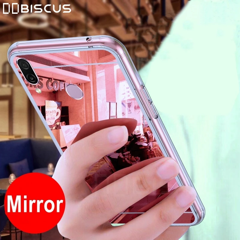 Чехол с зеркалом для макияжа для huawei Y6 Y7 Prime Y6 DUB-LX1 MRD-LX1F Honor 8A JAT-LX1, мягкий силиконовый чехол из ТПУ, полное заднее покрытие