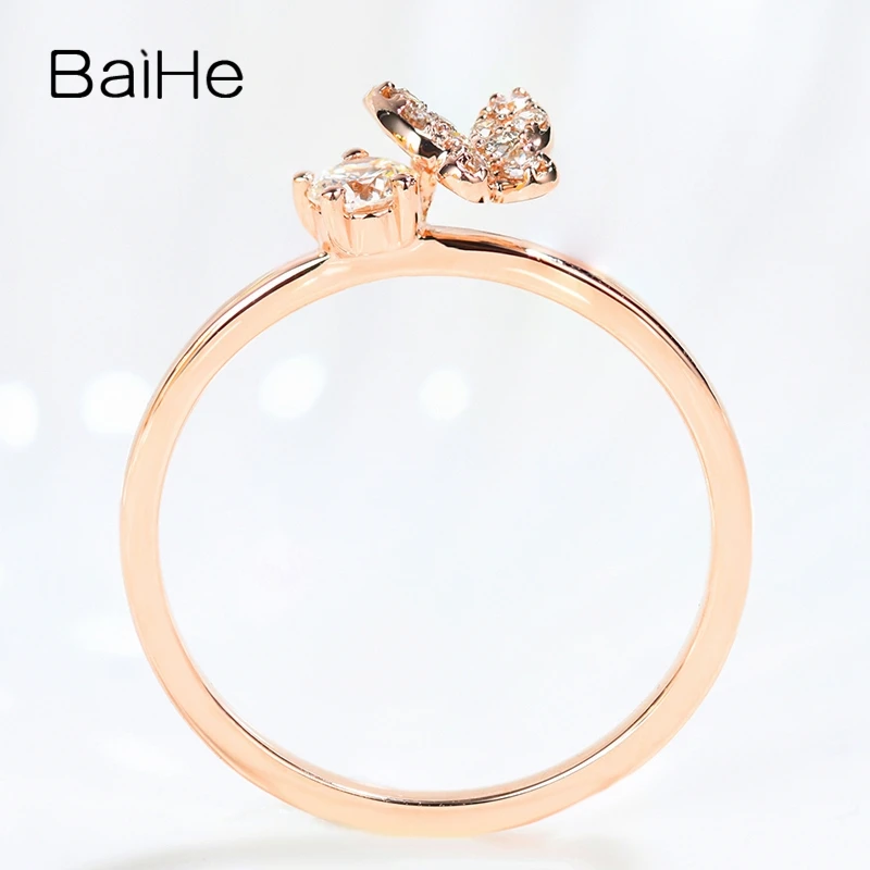 BAIHE Solid 14 K розовое золото всего 0.24ct сертифицированные H/SI натуральные Алмазы обручальные женские модные ювелирные изделия кольцо
